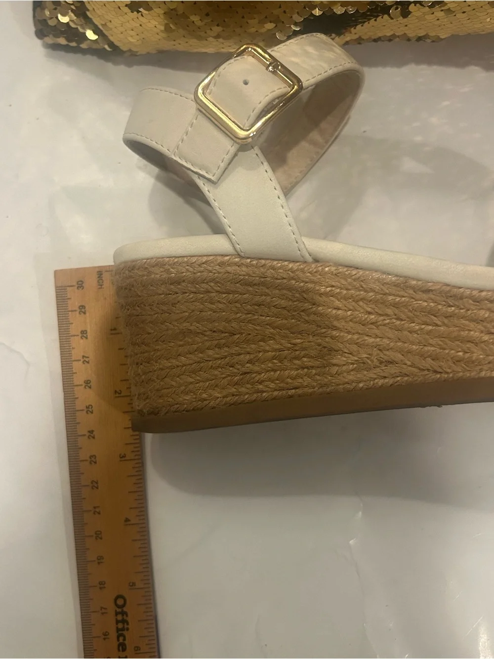 Women's White Platform Espadrille Sandals - Ankle Strap